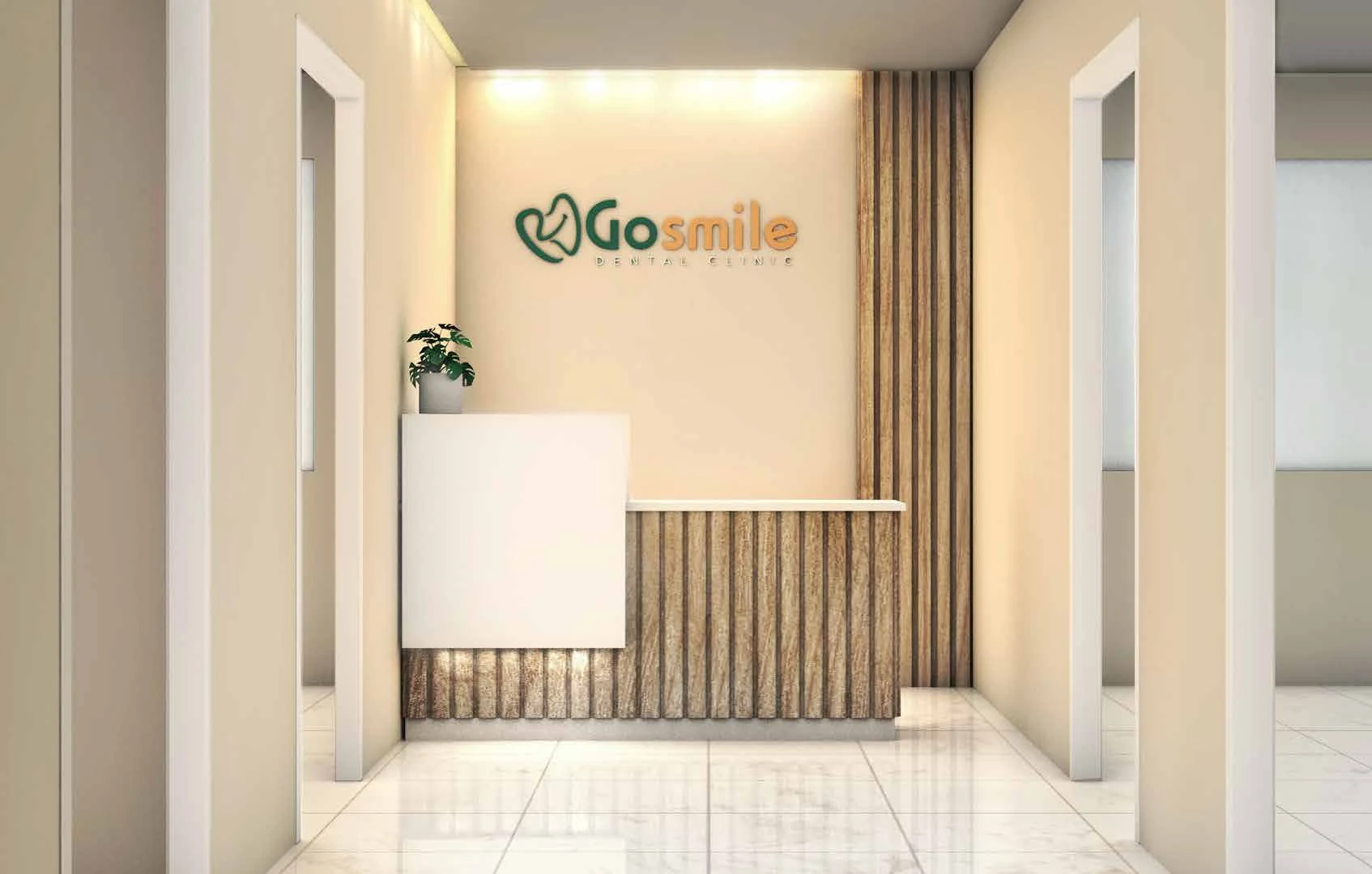 GoSmile reception area with visual identity and signage.