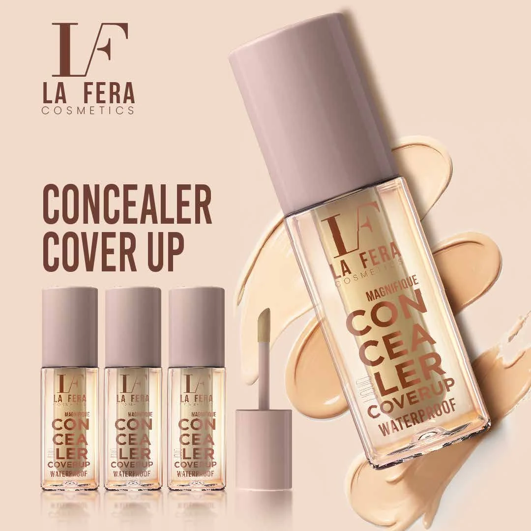 Visuel promotionnel La Fera et présentation de packaging cosmétique.