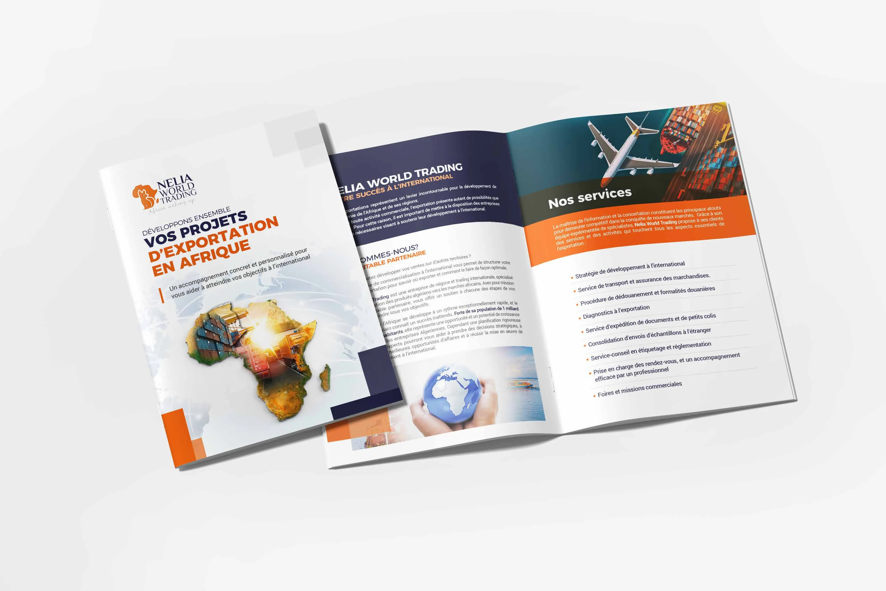 Nelia World Trading documents and catalogue pages.